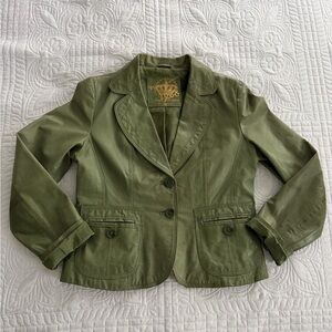 Vintage Olive Green Leather Jacket New Look Size 10-13 Medium